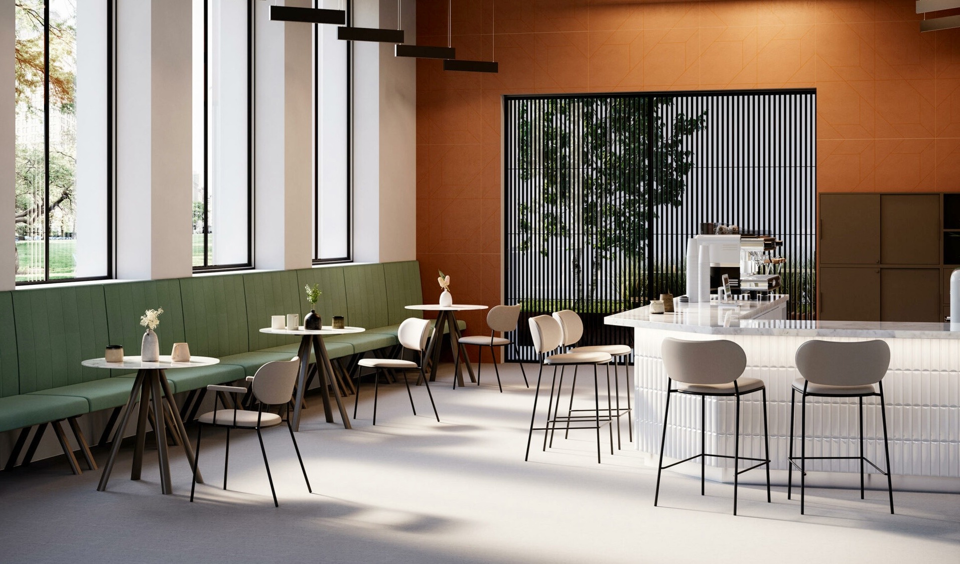 agencement restaurant design avec bar-comptoir ouvert