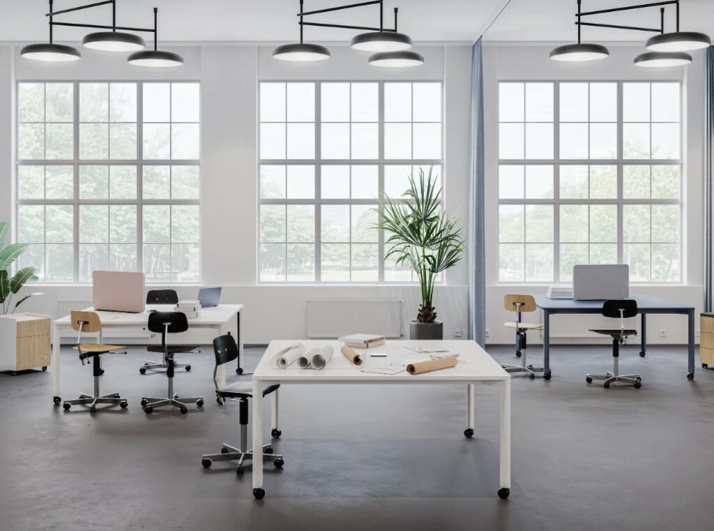 anti-bureau : open space modulable, tables, format bureaux individuels
