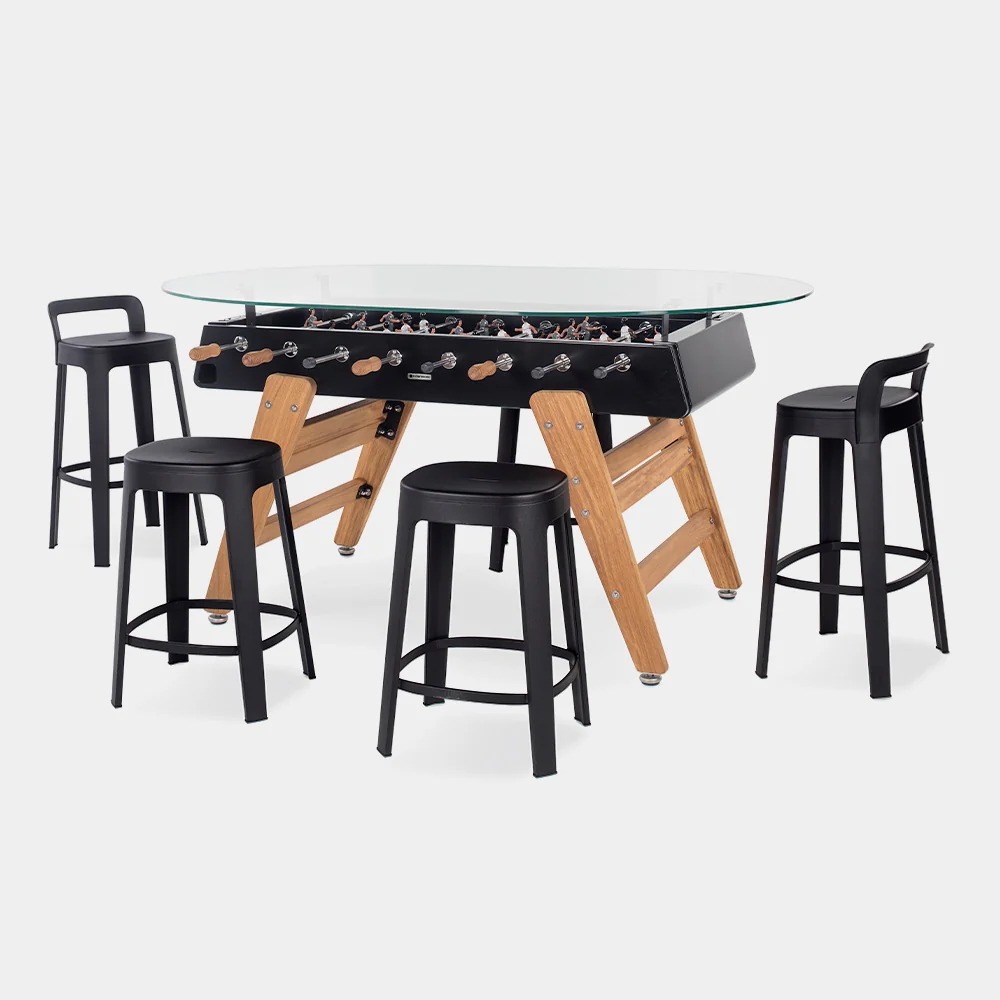 anti bureau table de réunion baby-foot noire avec tabourets